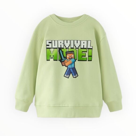 ZARA Kids | Lime Green | MINECRAFT © MOJANG AB TM SWEATSHIRT - Picture 3 of 5